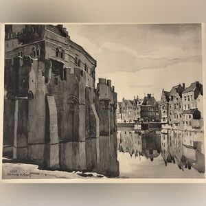 Herman Verbaere Fine Art Print Vintage Original Antique BELGIAN / BELGIUM SKETCH